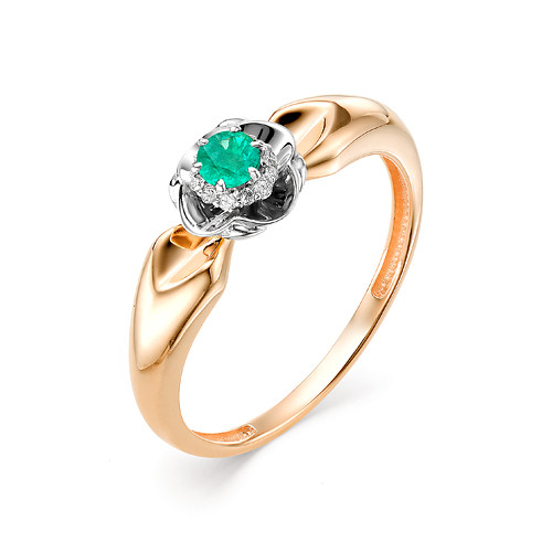 Купить кольцо из комбинированного золота с изумрудами арт. 002539 по цене 24530 руб. в LoveDiamonds