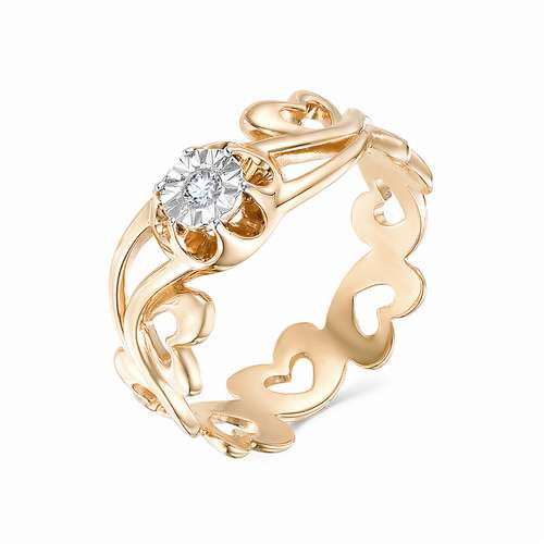 Купить кольцо из красного золота с бриллиантами арт. 002409 по цене 24100 руб. в LoveDiamonds