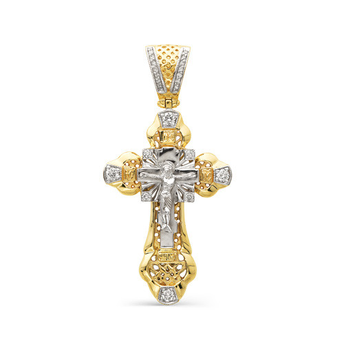 Купить крест из желтого золота с бриллиантами арт. 002109 по цене 63062 руб. в LoveDiamonds
