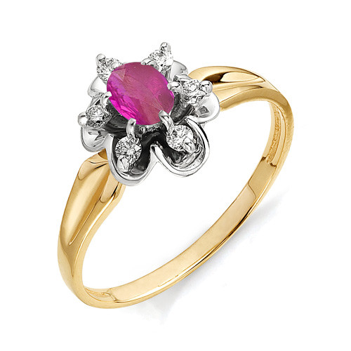 Купить кольцо из комбинированного золота с рубинами арт. 000329 по цене 0 руб. в LoveDiamonds
