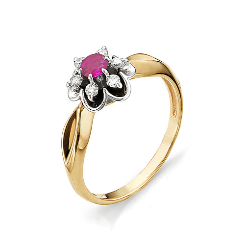 Купить кольцо из комбинированного золота с рубинами арт. 000382 по цене 33849 руб. в LoveDiamonds