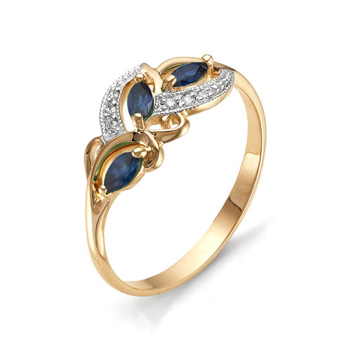 Купить кольцо из красного золота с сапфирами арт. 000690 по цене 16364 руб. в LoveDiamonds