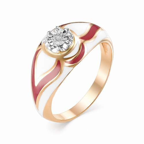 Купить кольцо из красного золота с эмалью арт. 002404 по цене 31590 руб. в LoveDiamonds