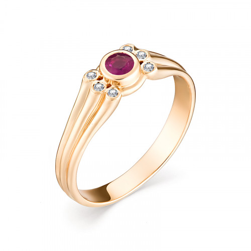 Купить кольцо из красного золота с рубинами арт. 007681 по цене 30390 руб. в LoveDiamonds